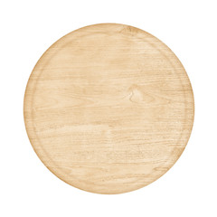 round wooden kitchen board with a white background
