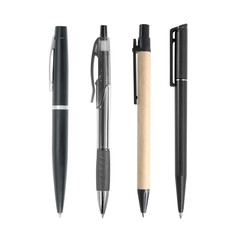 Black pen collection isolated on white background