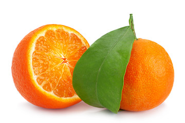 Clementine citrus fruit on white