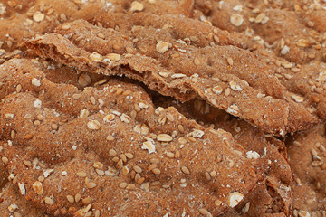 Whole grain rye crispbread background