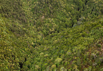 Aerial view of landscape around Queenstown Tasmania