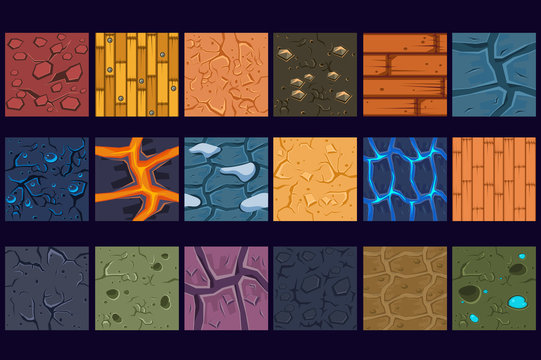 Ground concrete stone texture patterns set vector Illustrations