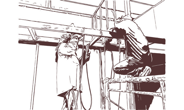 worker working at constructer site vector