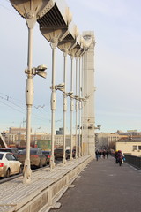 Crimean bridge in Moscow on a spring day