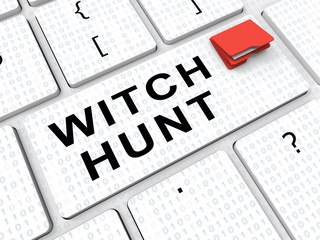 Witch Hunt Key Meaning Harassment or Bullying To Threaten Or Persecute 3d Illustration