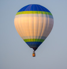 Colorful Hot Air Balloon Floating Gray Sky