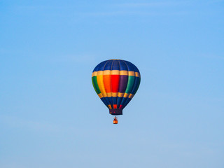 Colorful Hot Air Balloon Floating Blue Sky