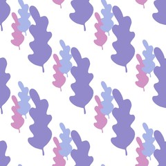 Simple leaves seamless pattern in pastel colors. Leaf branch backdrop.