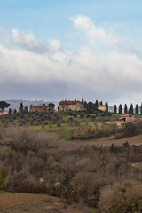 Fototapeta na wymiar Forest hill Tuscany rural landscape countryside