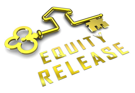 Equity Release Key Means A Line Of Credit From Owned Property- 3d Illustration
