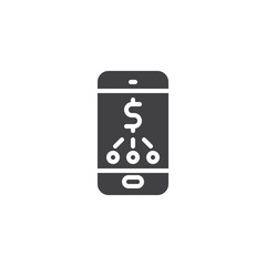 Dollar rate mobile application vector icon. filled flat sign for mobile concept and web design. Mobile banking app glyph icon. e-commerce business symbol, logo illustration. Pixel perfect 