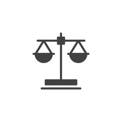 Law scale vector icon. filled flat sign for mobile concept and web design. Balance scales glyph icon. Libra, judges symbol, logo illustration. Pixel perfect vector graphics