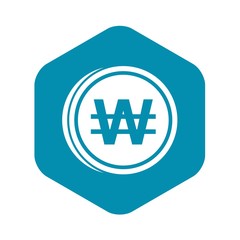 Coins won icon in simple style isolated on white background. Monetary currency symbol