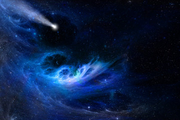 Naklejka na ściany i meble Star clusters and galaxies in the night sky