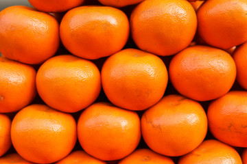 Fresh oranges in market , healthy organic fruits