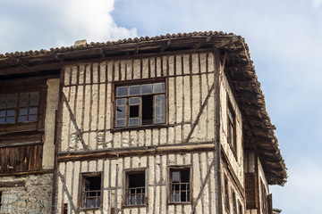 Old beautiful structure of wooden stone masonry traditional turkish house in Safranbolu