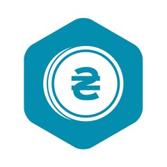 Coin hryvnia icon in simple style isolated on white background. Monetary currency symbol