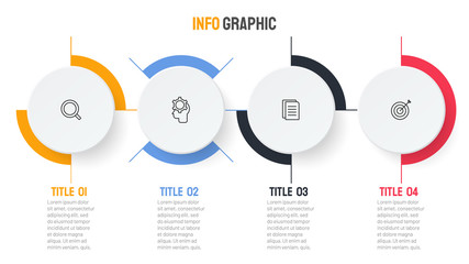 Vector infographics processes design template with marketing icons with 4 options.