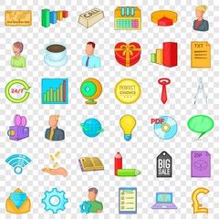 Business marketing icons set. Cartoon style of 36 business marketing vector icons for web for any design