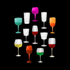 Set glass goblets circle