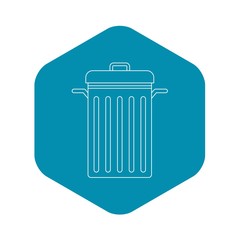 Trash can with lid icon. Outline illustration of trash can with lid vector icon for web