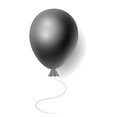 Vector realistic black helium balloon on white background. Concept for promotion, ad, sale, flyer. Three-dimensional illustration. Eps 10.