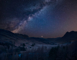Obraz na płótnie Canvas Digital composite image of Milky Way over beautiful landscape image of Blea Tarn in UK Lake District