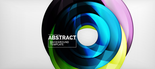 Modern geometric circles abstract background, colorful round shapes with shadow effects