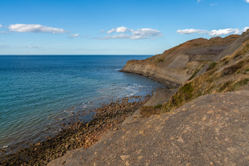 North Sea Coast in North Yorkshire, England, UK - seen from the former alum quarry in Kettleness Point