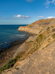 North Sea Coast in North Yorkshire, England, UK - seen from the former alum quarry in Kettleness Point