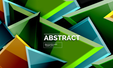 Obraz premium Glossy mosaic style geometric shapes - squares and triangles on black