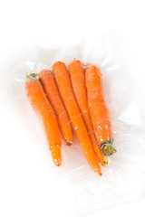 fresh orange carrots vacuum packed