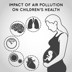 air pollution on children's health logo icon design, medical vector illustration