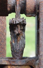 Rusted engine from a tin mine on the Kenidjack Valley St Just Cornwall