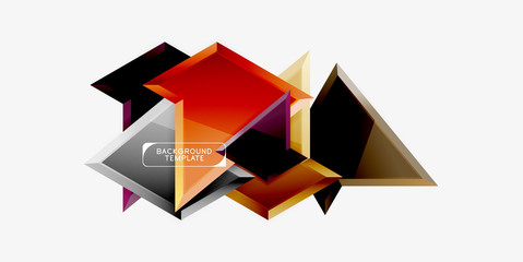 Minimal geometrical triangles with 3d effect abstract background template