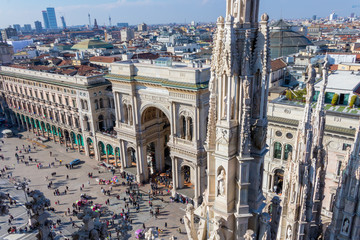 View from the Milan Cathedral roof on the Galleria Vittorio Emanuele II, Italy