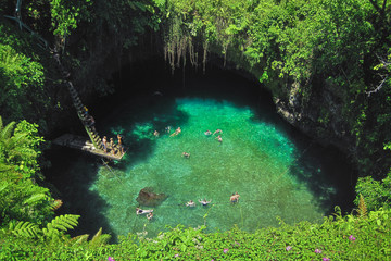 The famous To Sua Ocean Trench, swimming hole in Samoa, Upolu island in Pacific