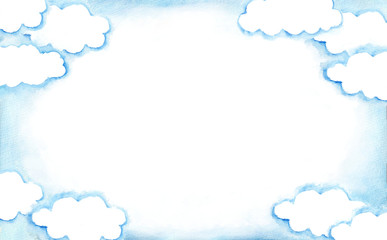 雲と空の水彩フレーム