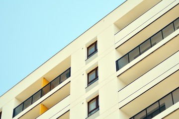 Fototapeta premium Modern european complex of apartment buildings. Fragment of a modern residential apartment building