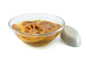 otus root cuisine on glass bowl