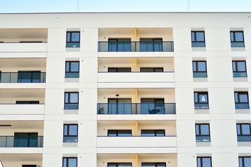 Modern european complex of apartment buildings. Fragment of a modern residential apartment building