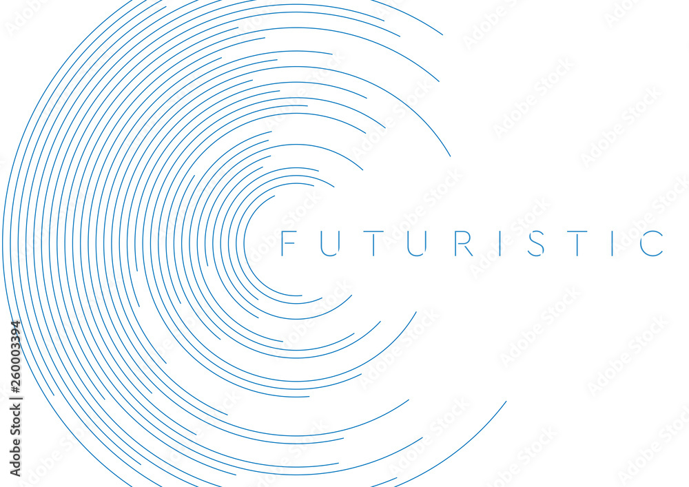 Aufkleber Blue circular lines abstract futuristic tech background