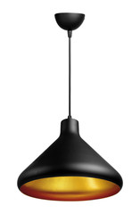 isolated suspended ceiling hanging indoor lamp, made of painted metall