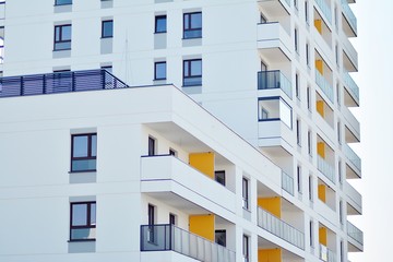 Modern european complex of apartment buildings. Fragment of a modern residential apartment building