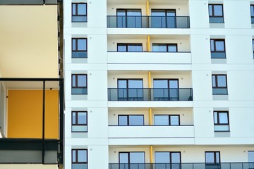 Modern european complex of apartment buildings. Fragment of a modern residential apartment building