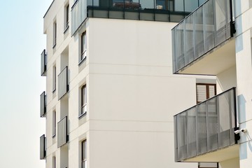 Modern european complex of apartment buildings. Fragment of a modern residential apartment building