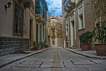 Fototapeta na wymiar Typical Road in the Three Cities, Malta