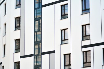 Modern european complex of apartment buildings. Fragment of a modern residential apartment building