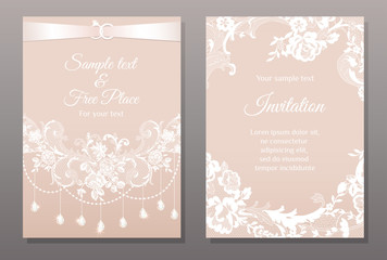 Fototapeta na wymiar invitation card in romantic lace style