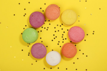 A circle of bright different macaroons